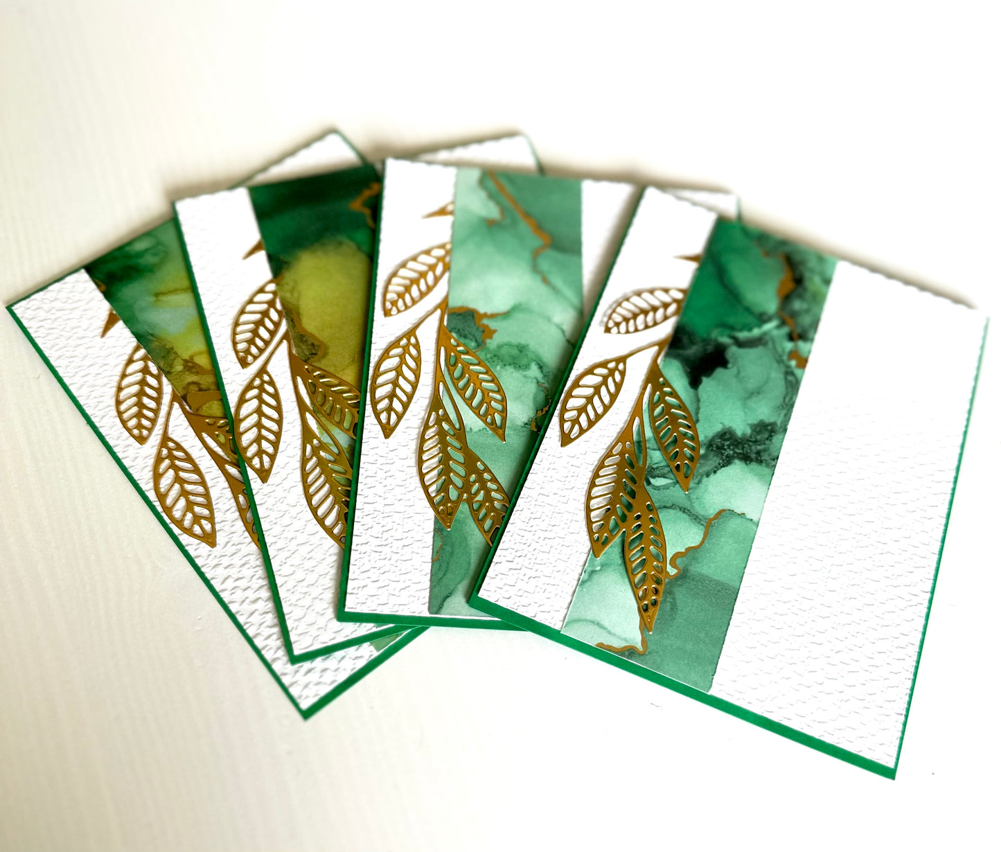 GOLD AND GREEN STATIONARY CARDS - 4 COUNT